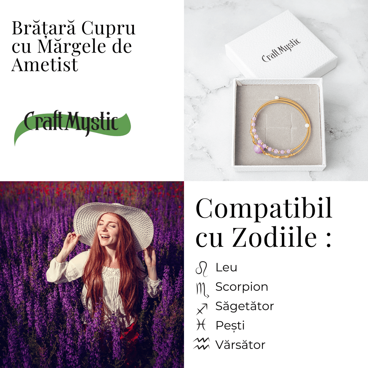 Echilibru si Liniste - Bratara din Ametist Natural