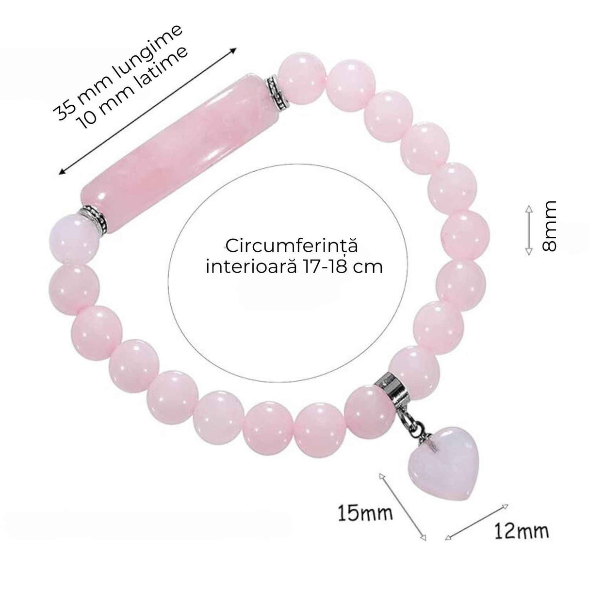 Bratara Zen Cuart Roz 8mm - Iubire si Vindecare Emotionala