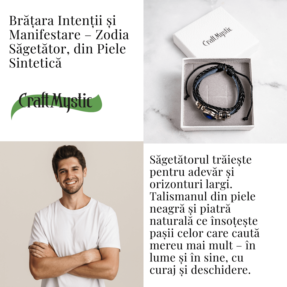 Bratara Zodia Berbec ajustabila din Piele Sintetica cu Cabochon Rotund - Simbol Astrologic Personalizat pentru Energie si Identitate Astrala