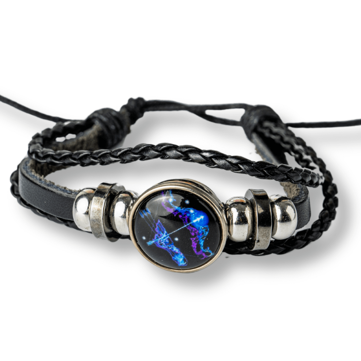 Bratara Zodia Berbec ajustabila din Piele Sintetica cu Cabochon Rotund - Simbol Astrologic Personalizat pentru Energie si Identitate Astrala