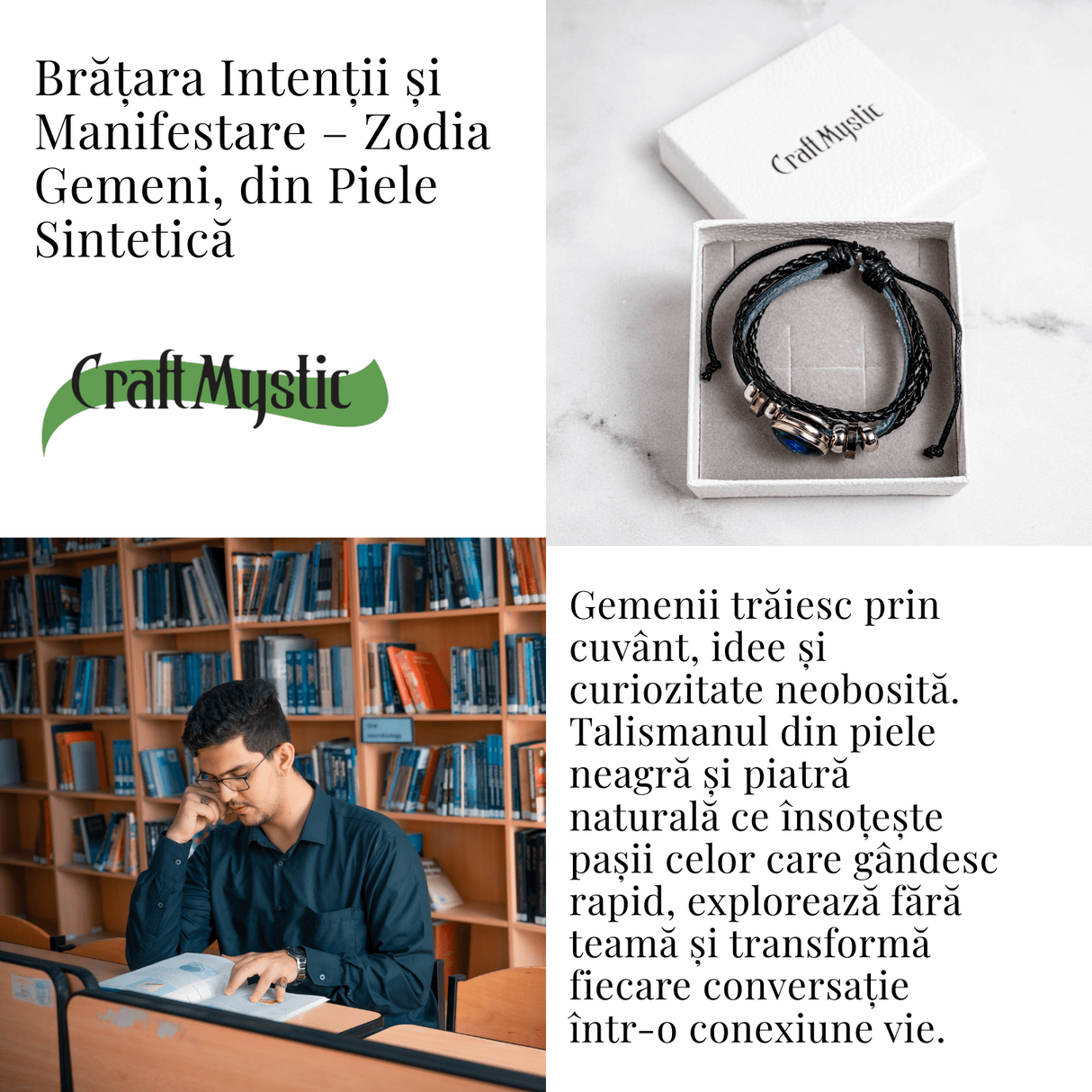 Bratara Zodia Berbec ajustabila din Piele Sintetica cu Cabochon Rotund - Simbol Astrologic Personalizat pentru Energie si Identitate Astrala