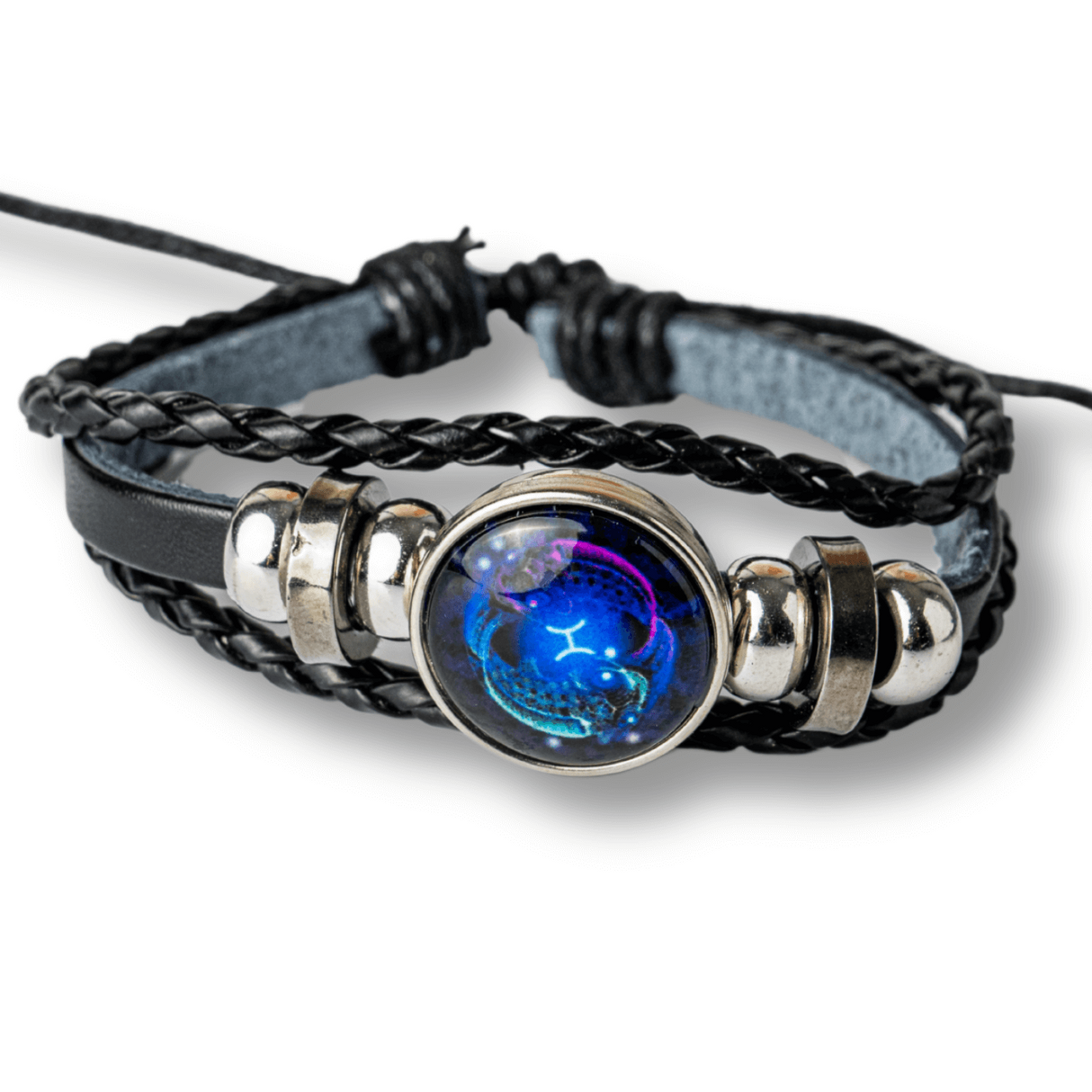 Bratara Zodia Berbec ajustabila din Piele Sintetica cu Cabochon Rotund - Simbol Astrologic Personalizat pentru Energie si Identitate Astrala