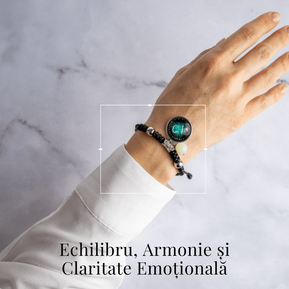 Bratara Zodiacala Ajustabila din Sfoara Cerata si Piele Sintetica - Cabochon Rotund cu Semn Zodiacal si Bila Fosforescenta