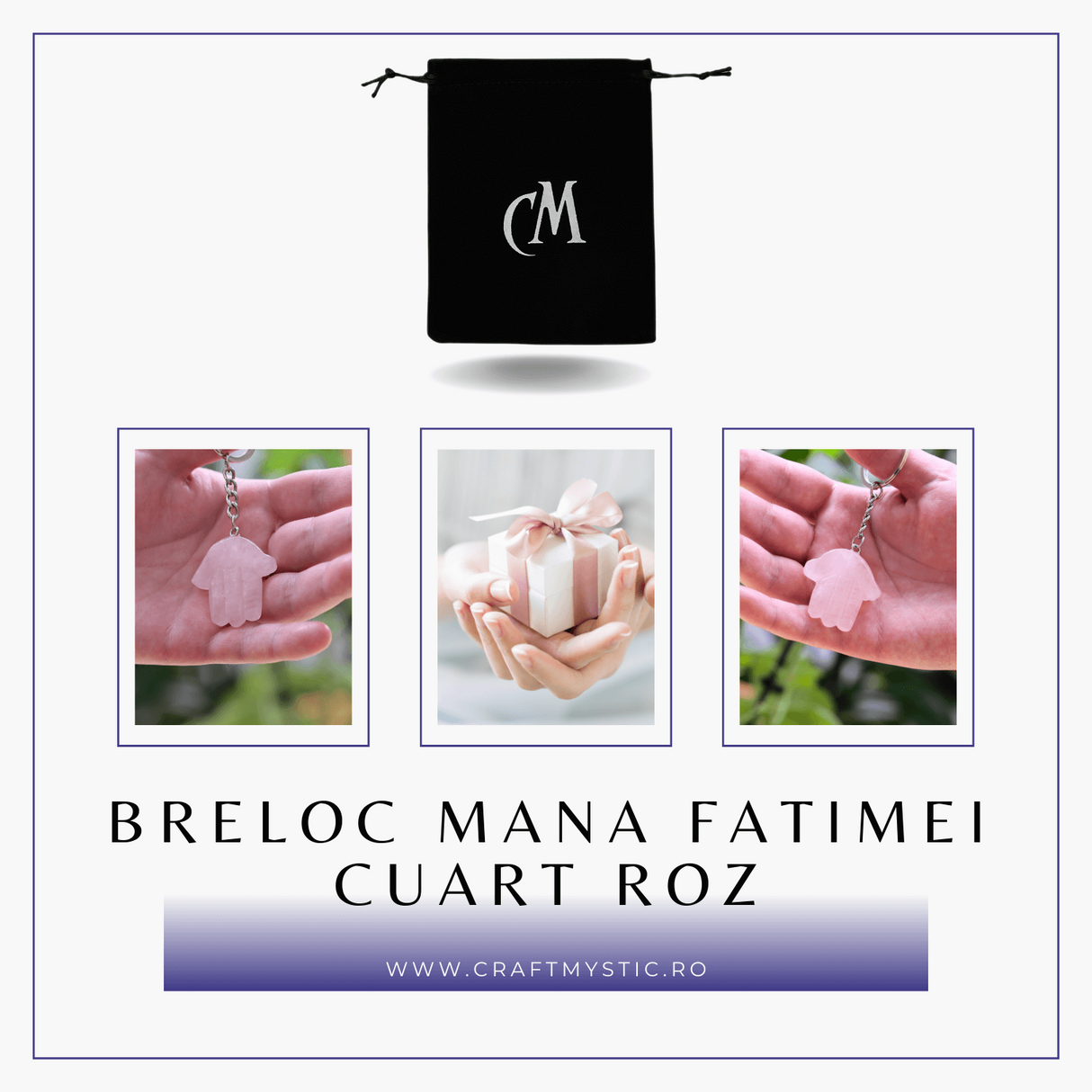 Breloc cu Mana Fatimei - Protectie, Noroc si Energie Pozitiva - Ochi de tigru