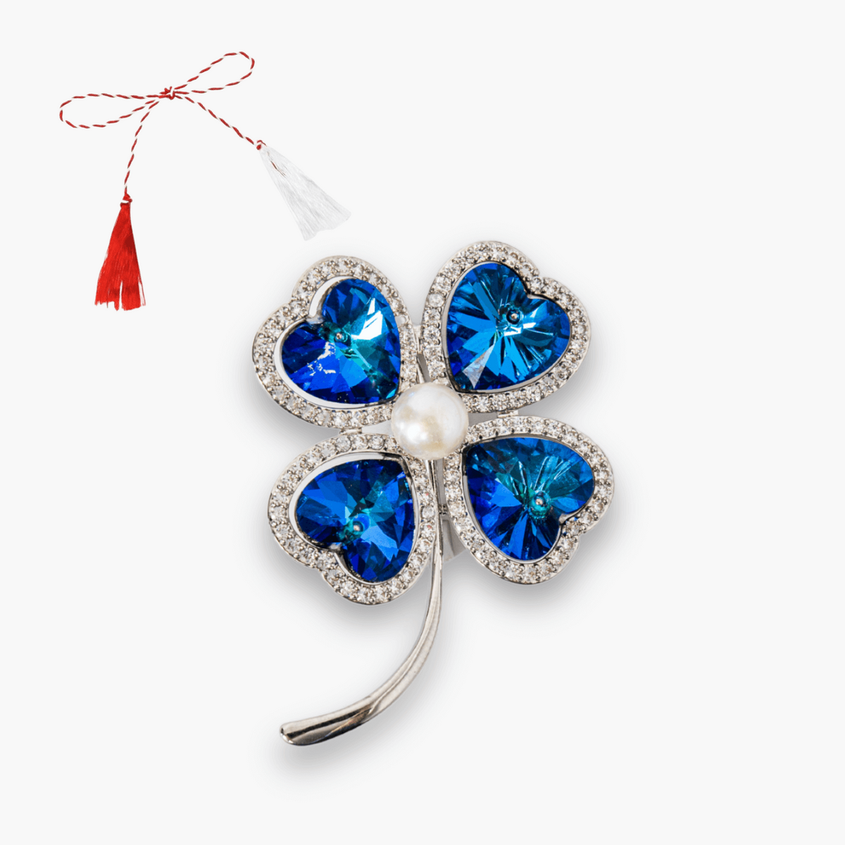 Brosa Trifoi cu 4 Foi cu Perla Naturala si Zircon | CraftMystic