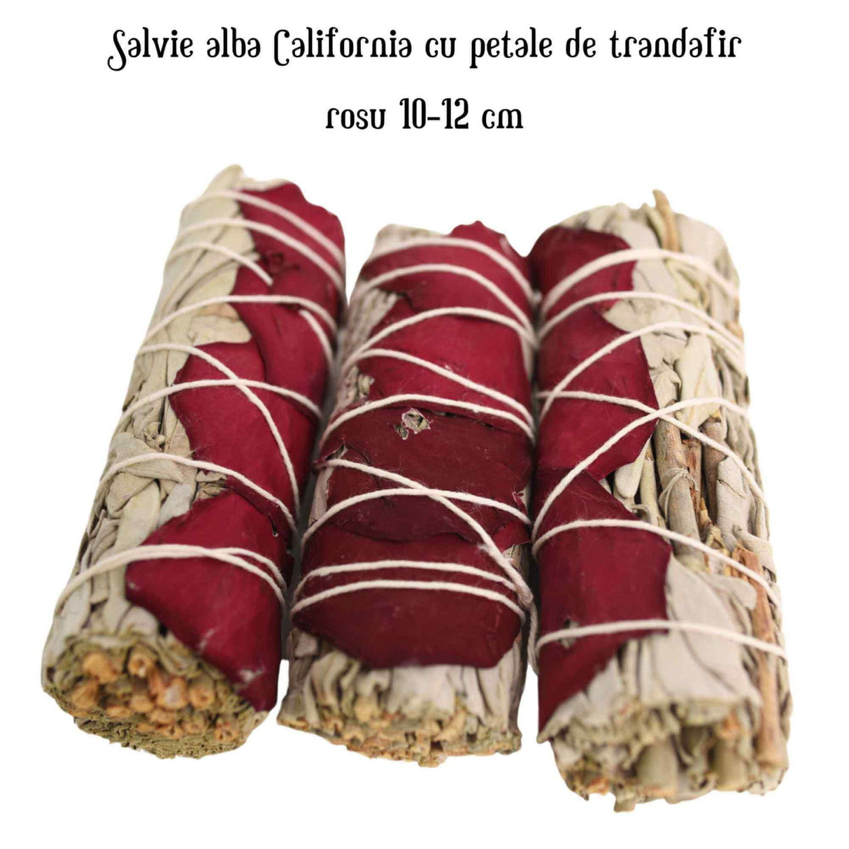 Buchet Salvie Alba California cu Petale de Trandafir Rosu – Purificare si Iubire