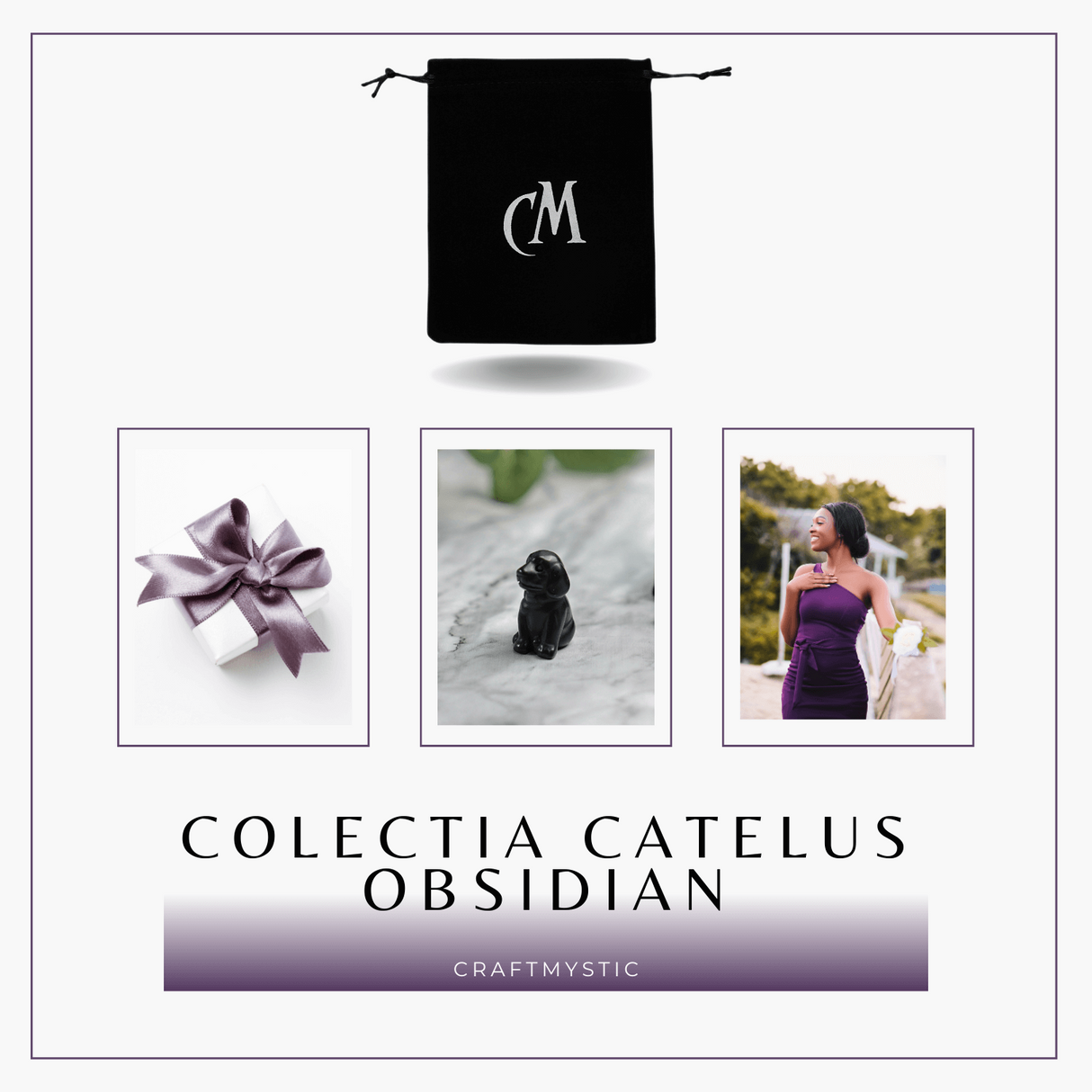 Figurina Artizanala 30mm Catelus din Obsidian
