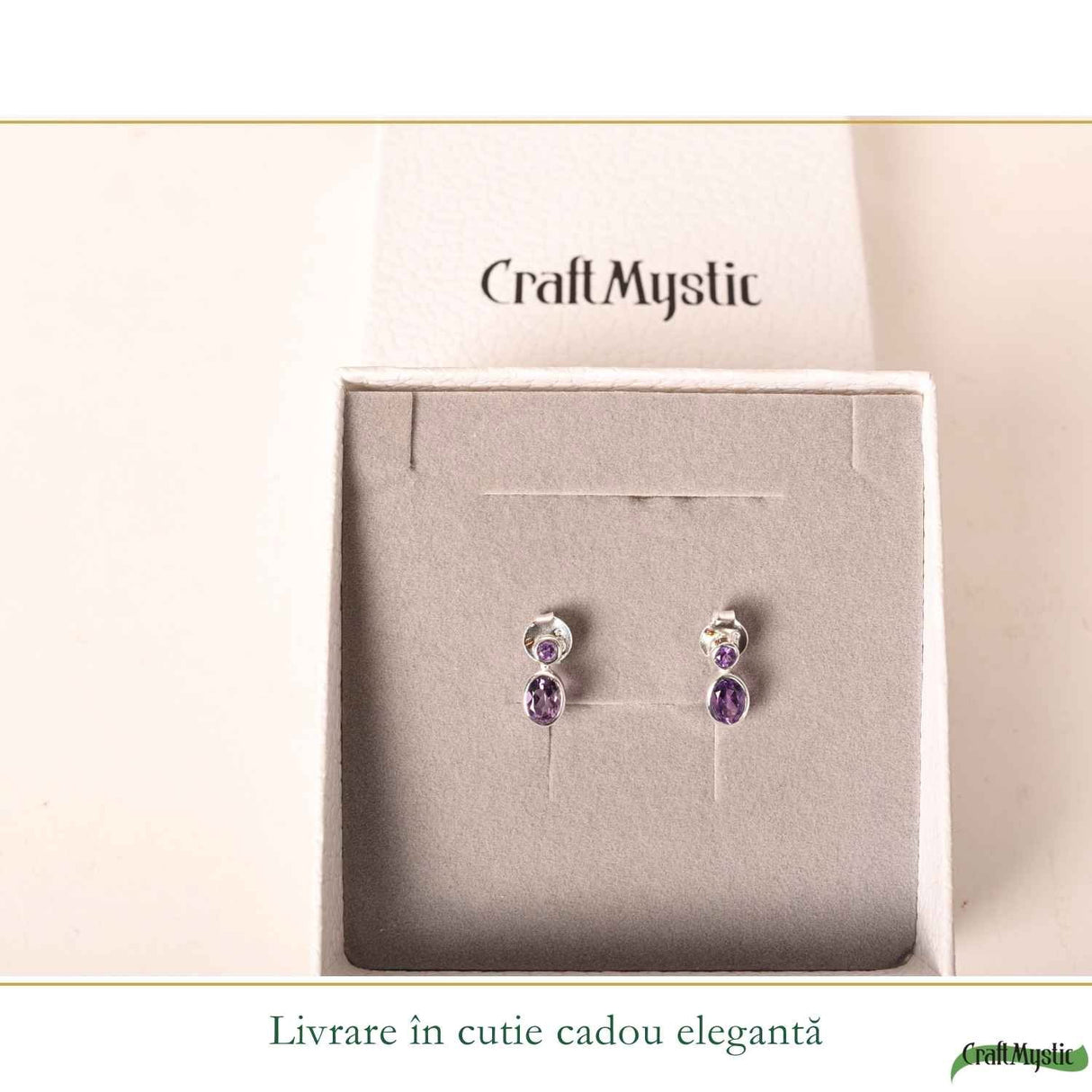 Cercei Argint 925 cu Dublu Ametist Fatetat – Claritate si Eleganta Rafinata