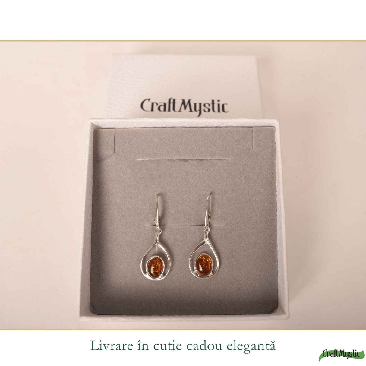 Cercei Argint 925 cu Chihlimbar - Eleganta Naturala si Energie Calda