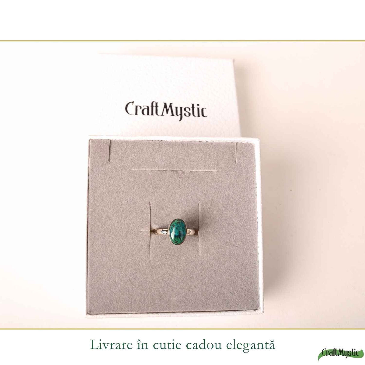 Inel Argint 925 cu Crisocola Ovala – Calm Interior si Feminitate Eleganta
