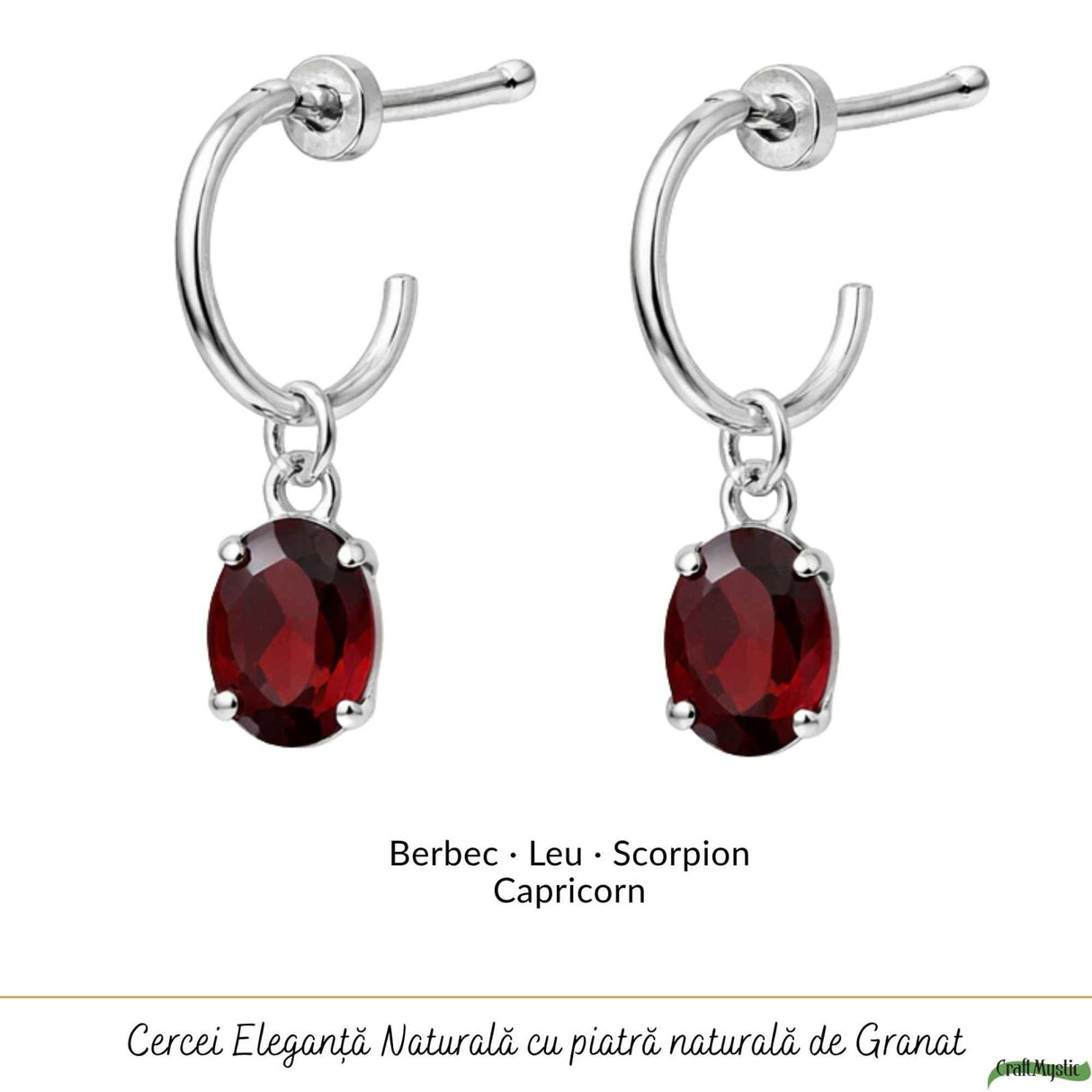 Cercei Argint 925 cu Granat Oval – Energie, Pasiune si Stabilitate