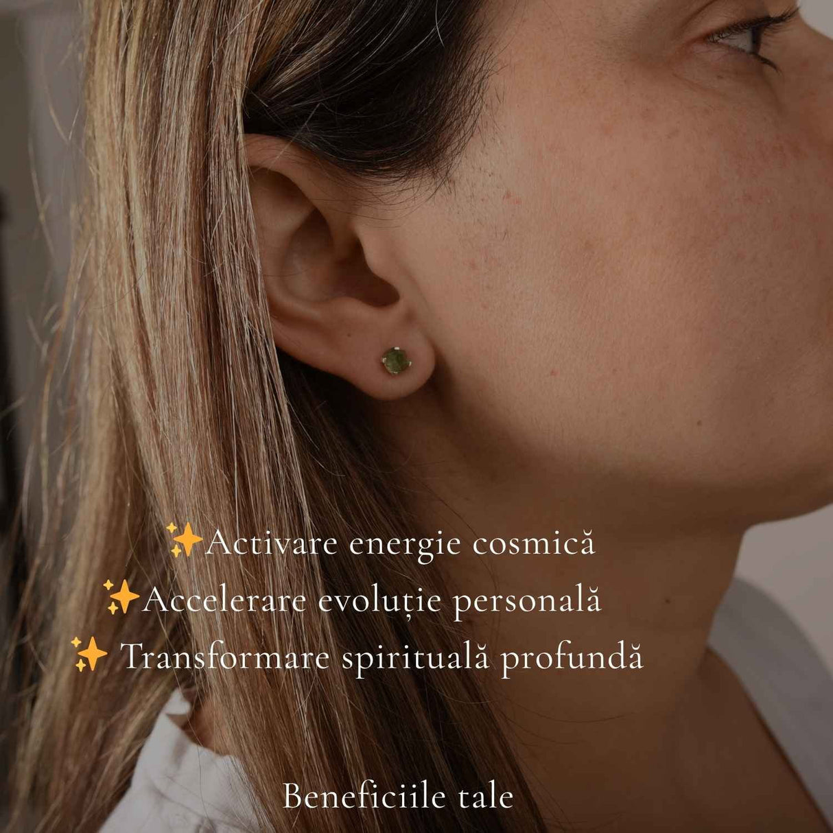 Cercei Argint 925 cu Moldavit Brut – Transformare si Energie Spirituala