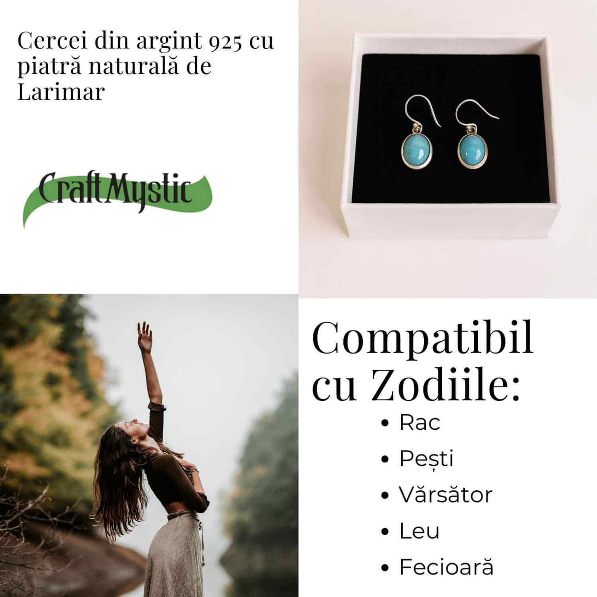 Cercei Argint 925 cu Larimar Oval - Armonie si Linstire Interioara