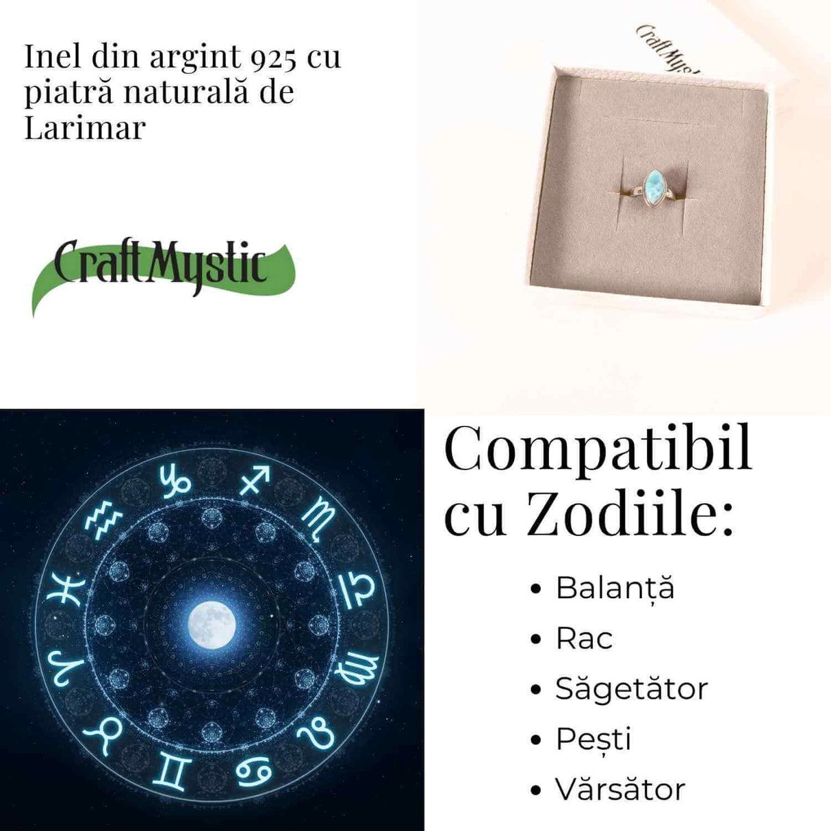 Inel Argint 925 cu Larimar in Forma de Lacrima - Liniste si Claritate Interioara