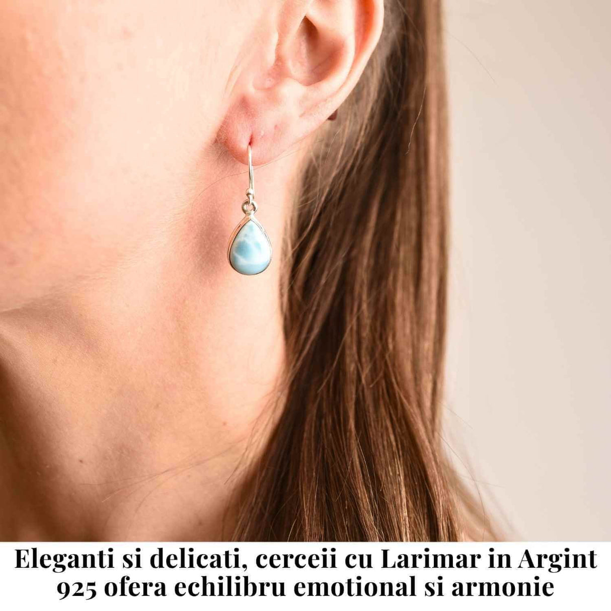 Cercei Argint 925 cu Larimar Lacrima - Calm si Purificare Emotionala