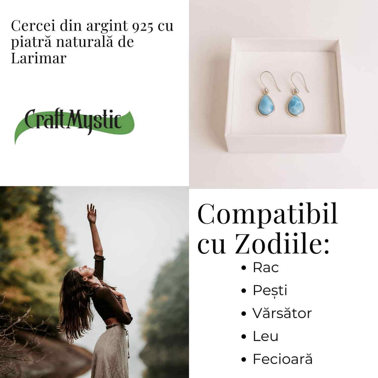 Cercei Argint 925 cu Larimar Lacrima - Calm si Purificare Emotionala