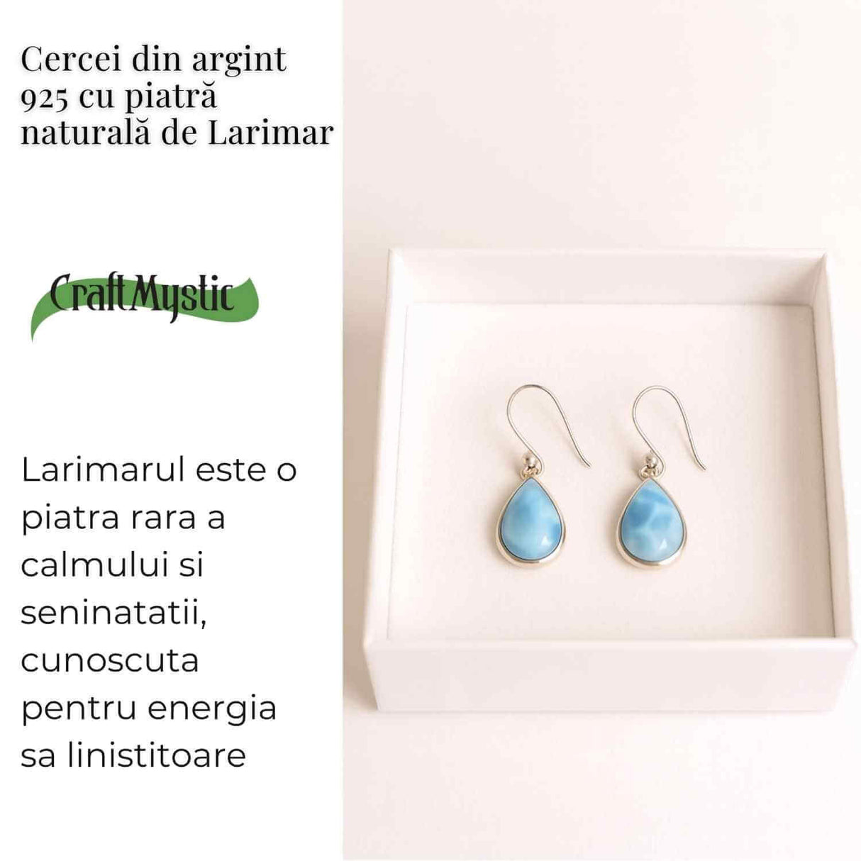 Cercei Argint 925 cu Larimar Lacrima - Calm si Purificare Emotionala