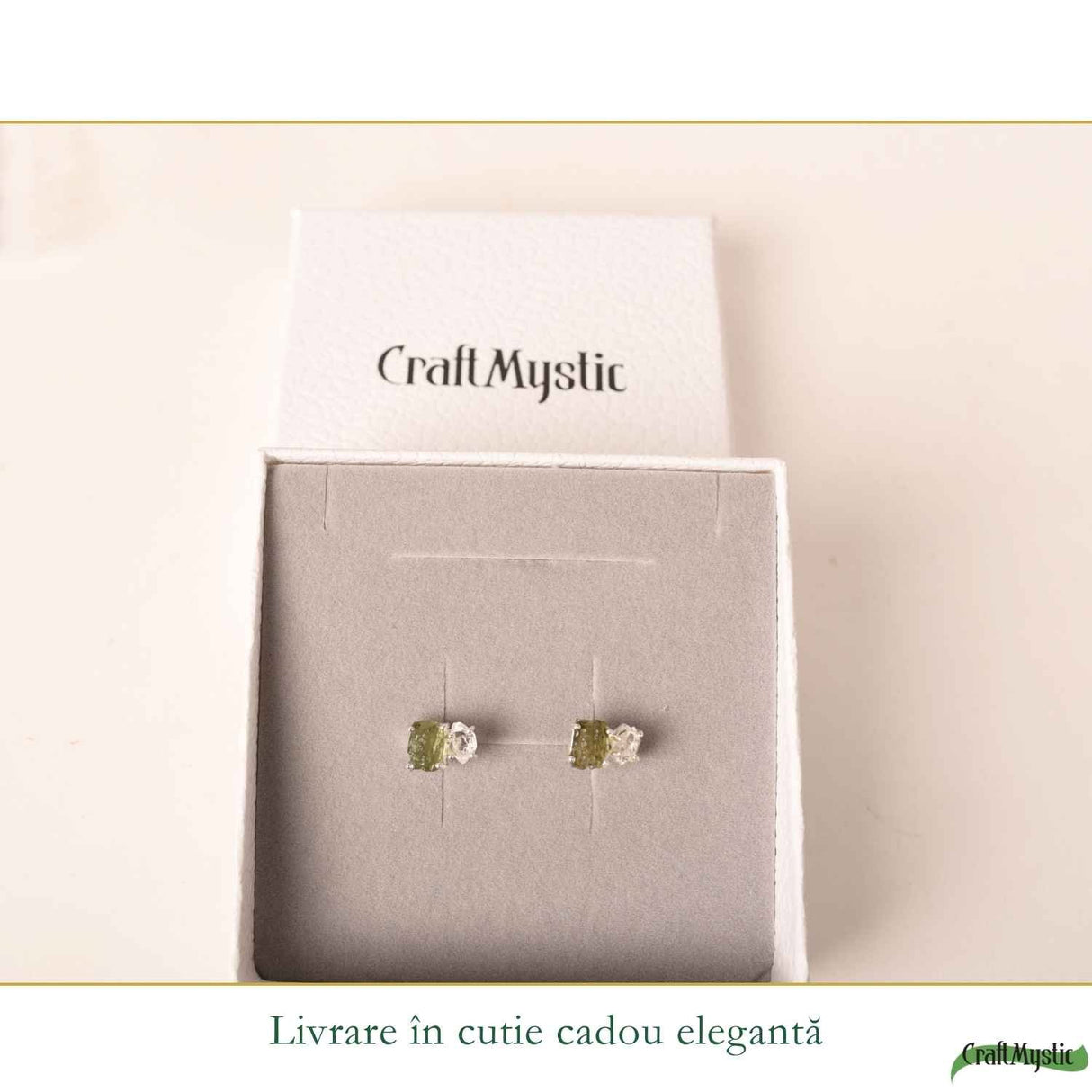 Cercei Argint 925 cu Moldavit si Pakimer Brut – Claritate si Transformare