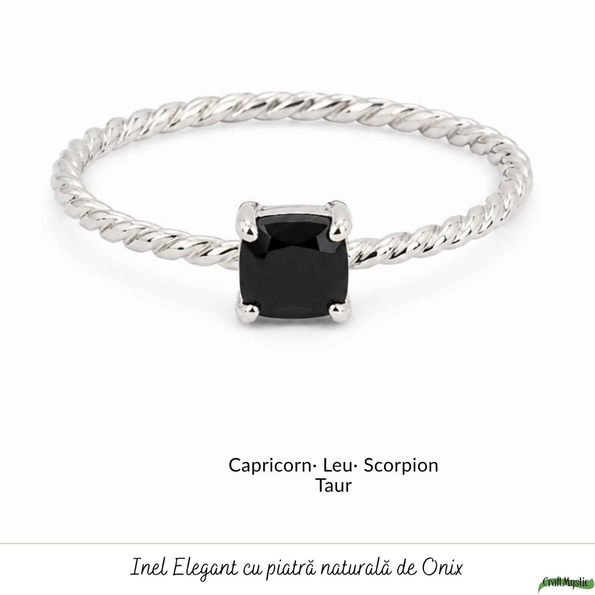 Inel Argint 925 cu Onix Patrat – Protectie si Stabilitate Interioara