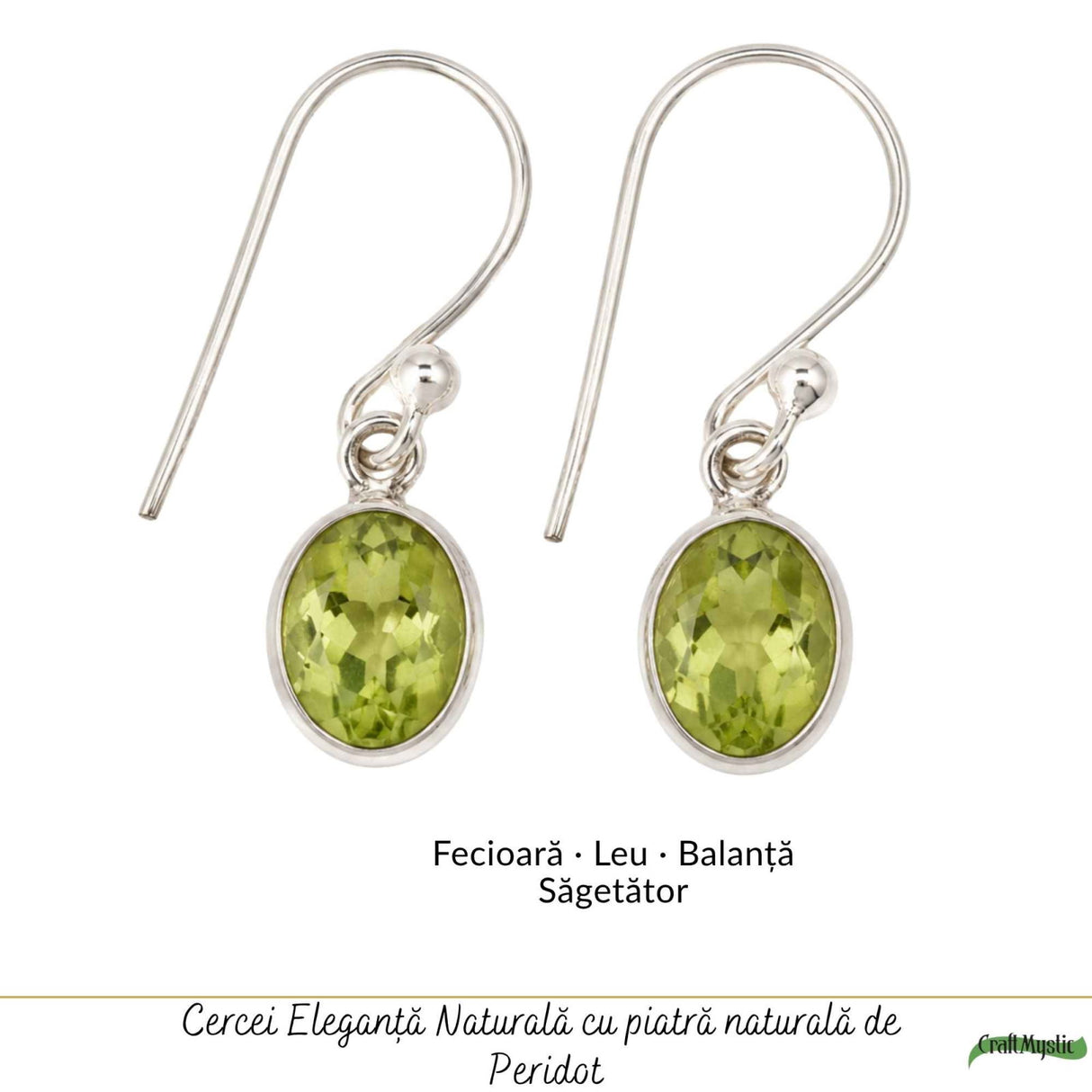 Cercei Argint 925 cu Peridot Oval Fatetat – Prosperitate si Echilibru Interior