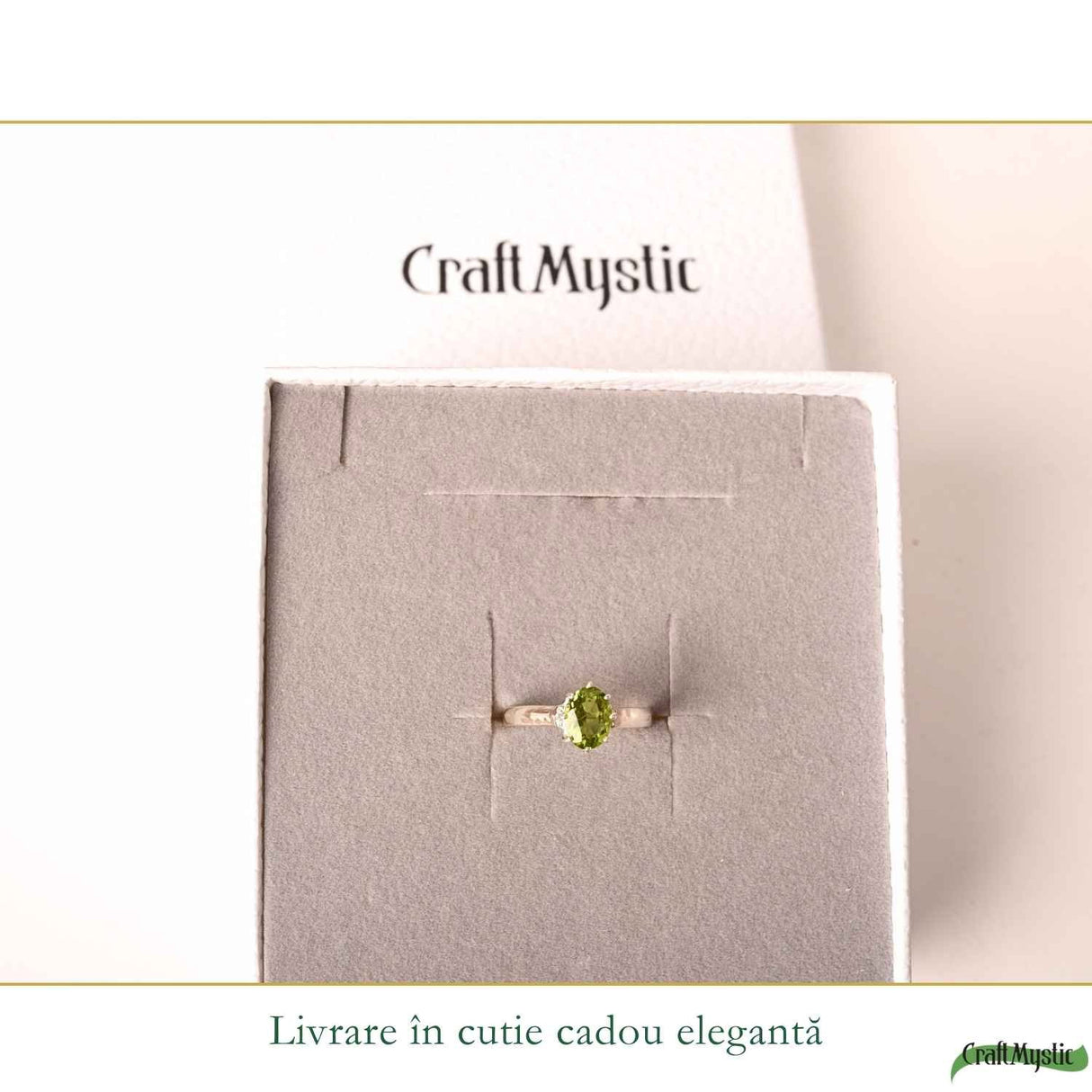 Inel Argint 925 cu Peridot Fatetat Oval – Echilibru si Energie Pozitiva