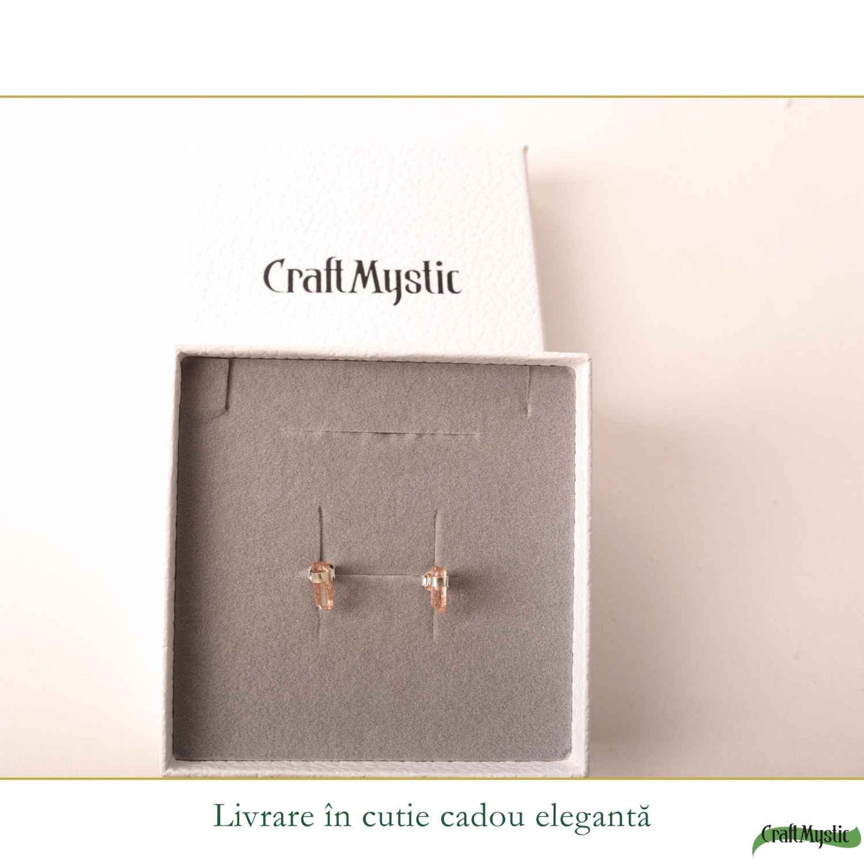 Cercei Argint 925 cu Topaz Imperial Brut – Delicatete Luminoasa si Eleganta Naturala