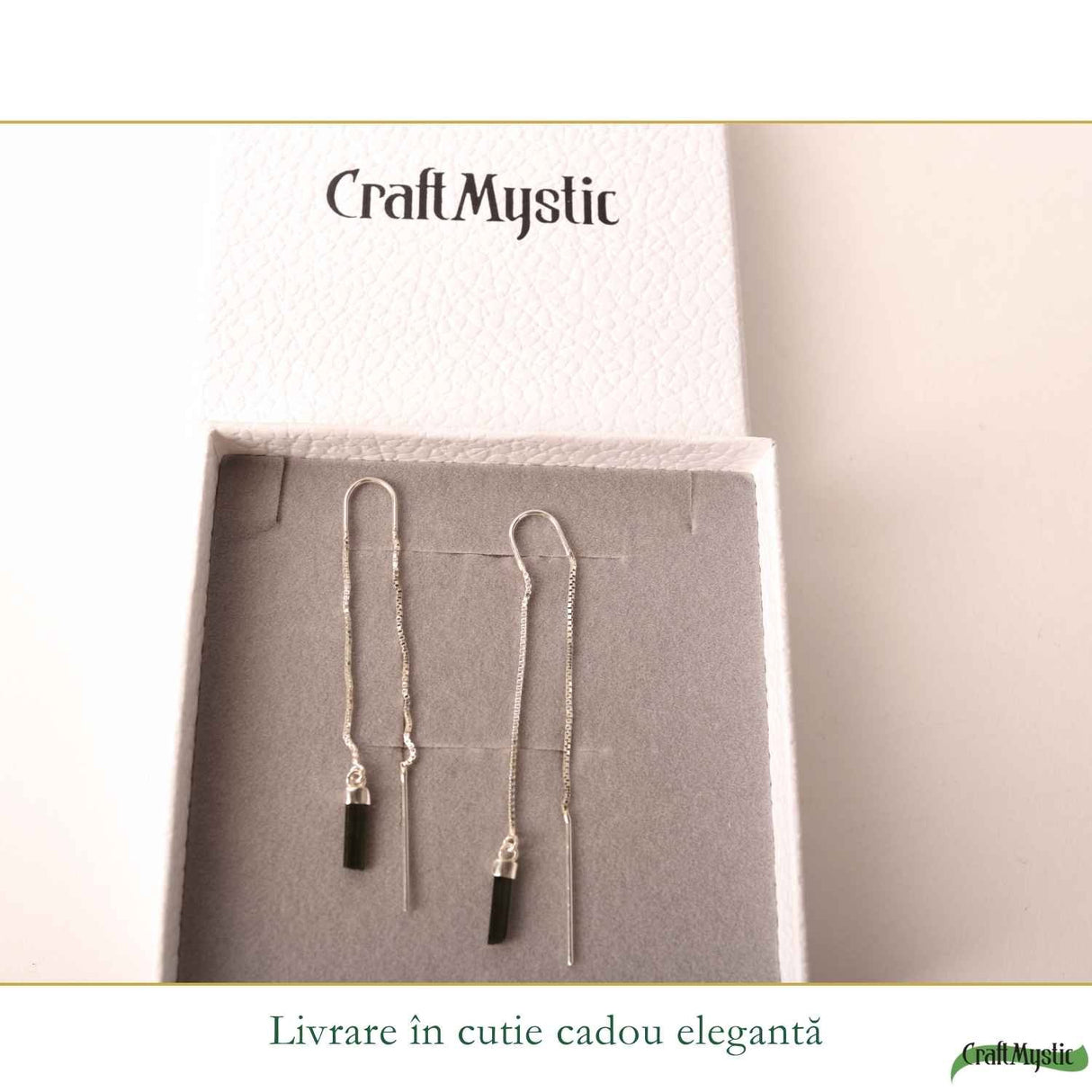 Cercei Argint 925 cu Turmalina Verde Bruta – Prosperitate si Armonie Interioara