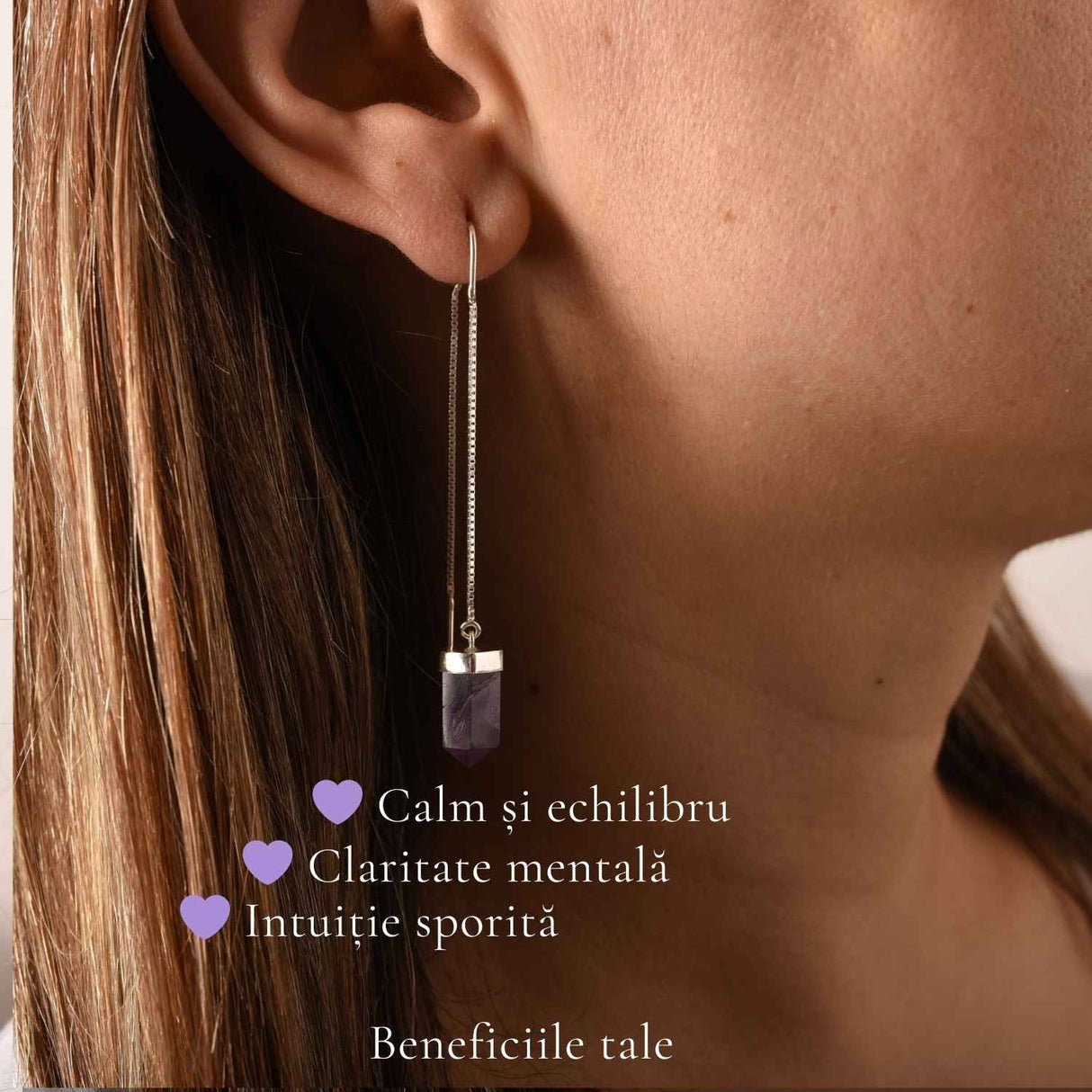 Cercei Argint 925 Varf cu Ametist Natural – Eleganta, Claritate si Energie Pozitiva