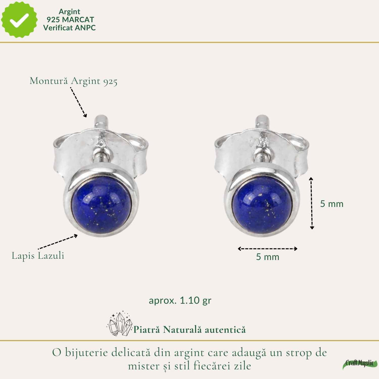 Cercei argint 925 rotunzi cu Lapis Lazuli – claritate si exprimare autentica