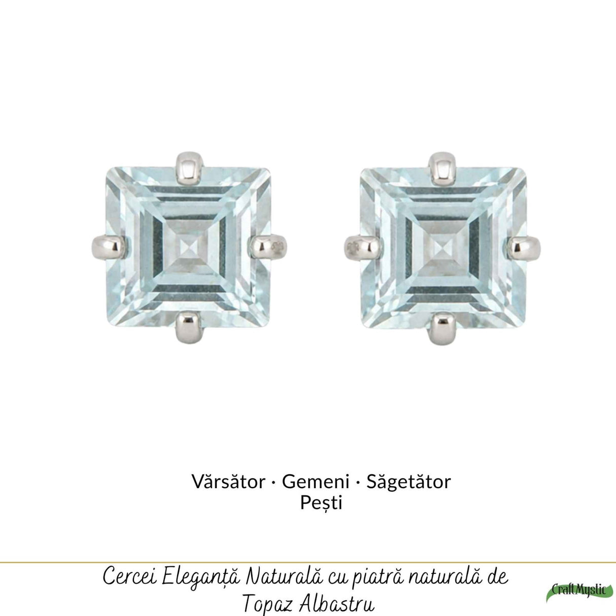 Cercei argint 925 patrati cu topaz albastru – claritate si echilibru interior