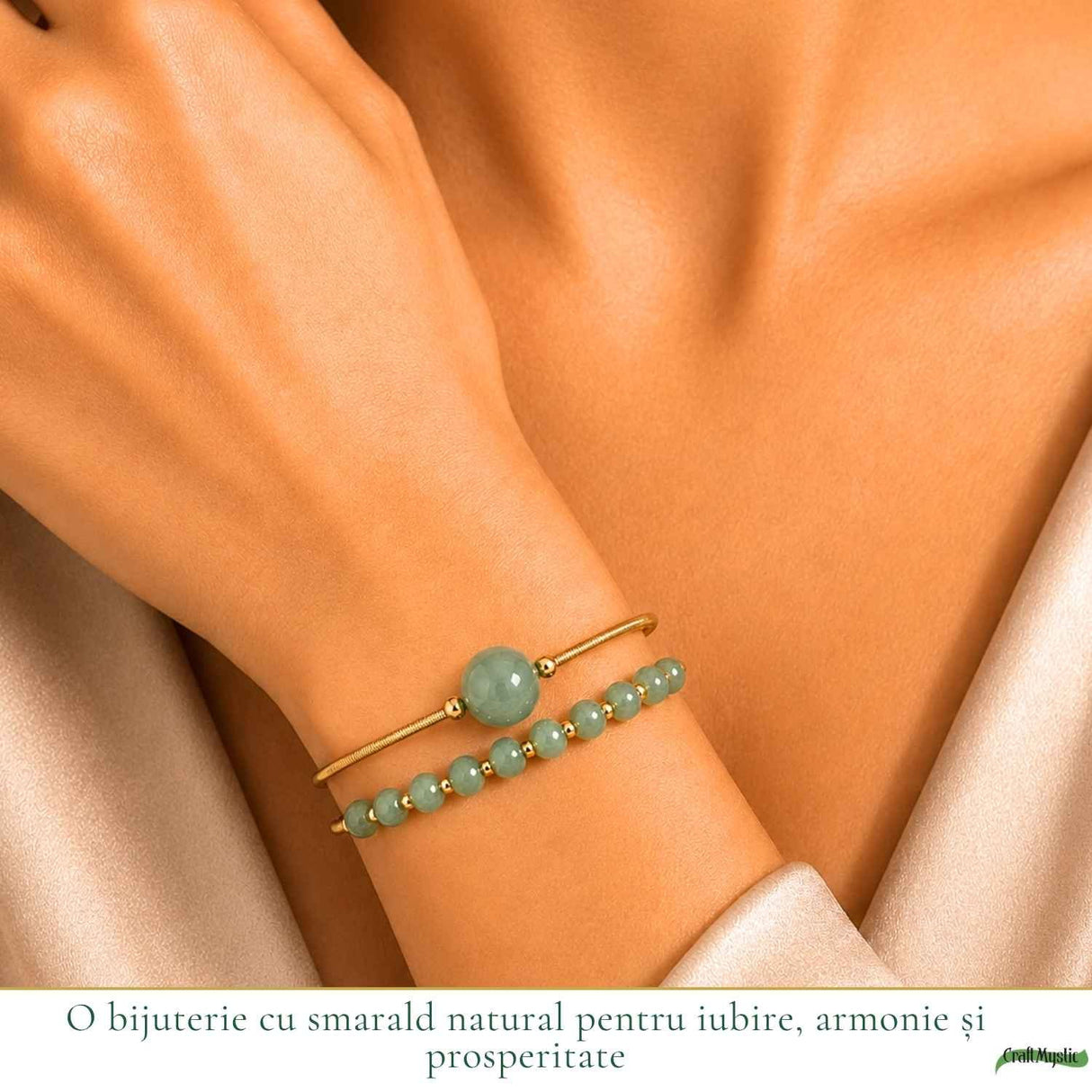 Bratara din Cupru cu Smarald Natural – Iubire, Armonie si Prosperitate