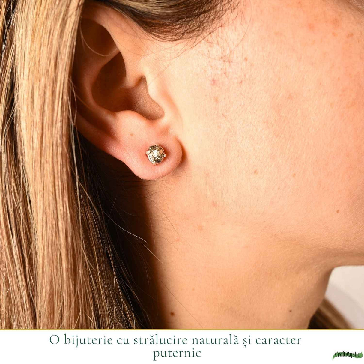 Cercei argint 925 cu Pirita bruta – protectie si incredere autentica