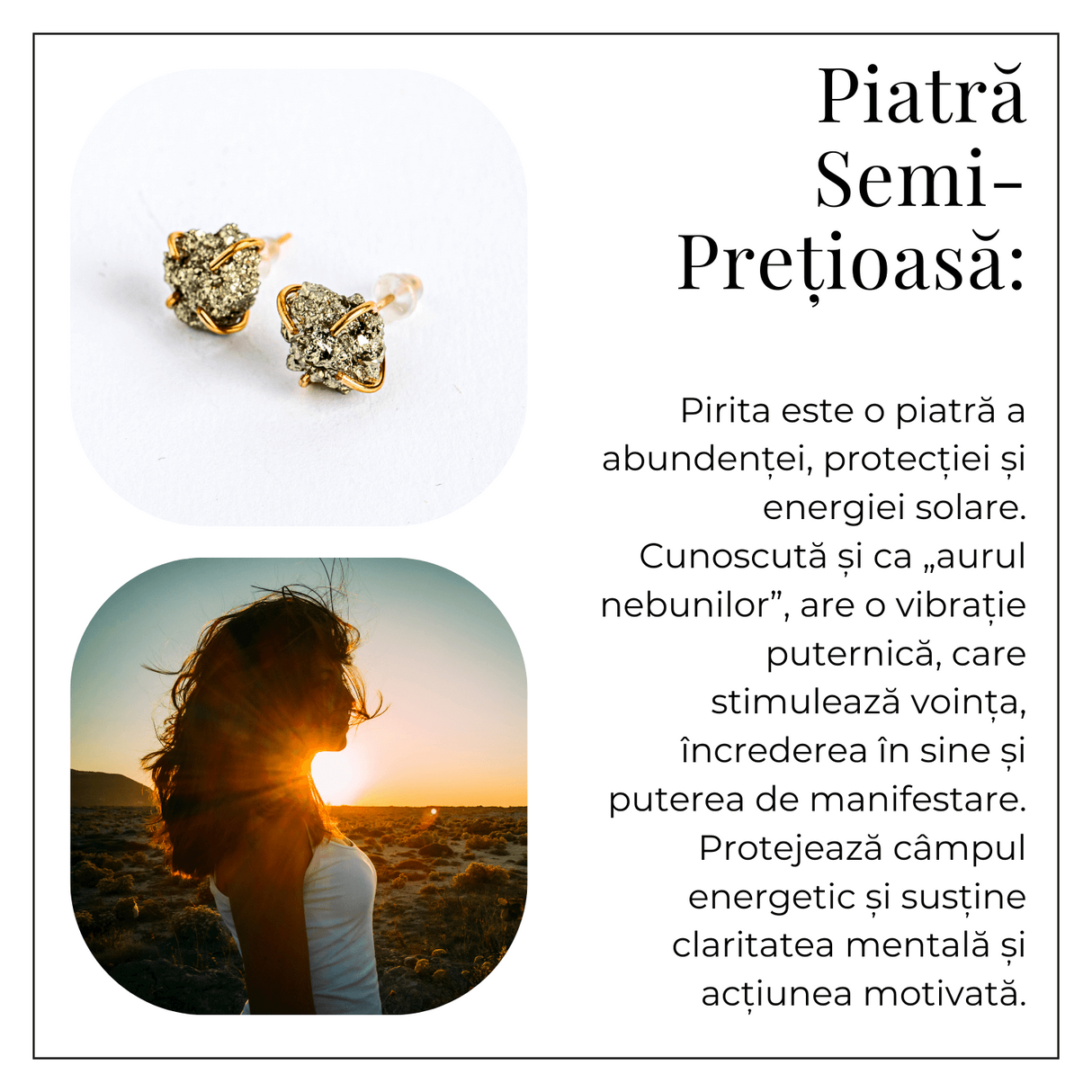 Bijuterie pentru succes si vitalitate - Cercei aurii cu Pirita naturala