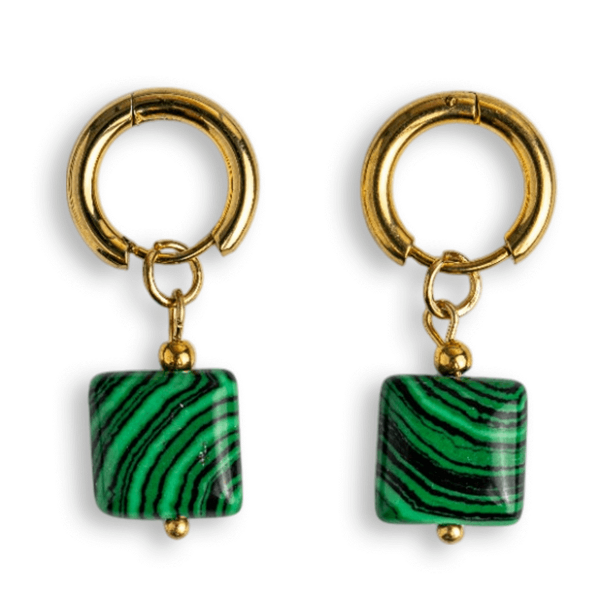 Energie Verde - Cercei cu Malachit Sintetic si Design Minimalist