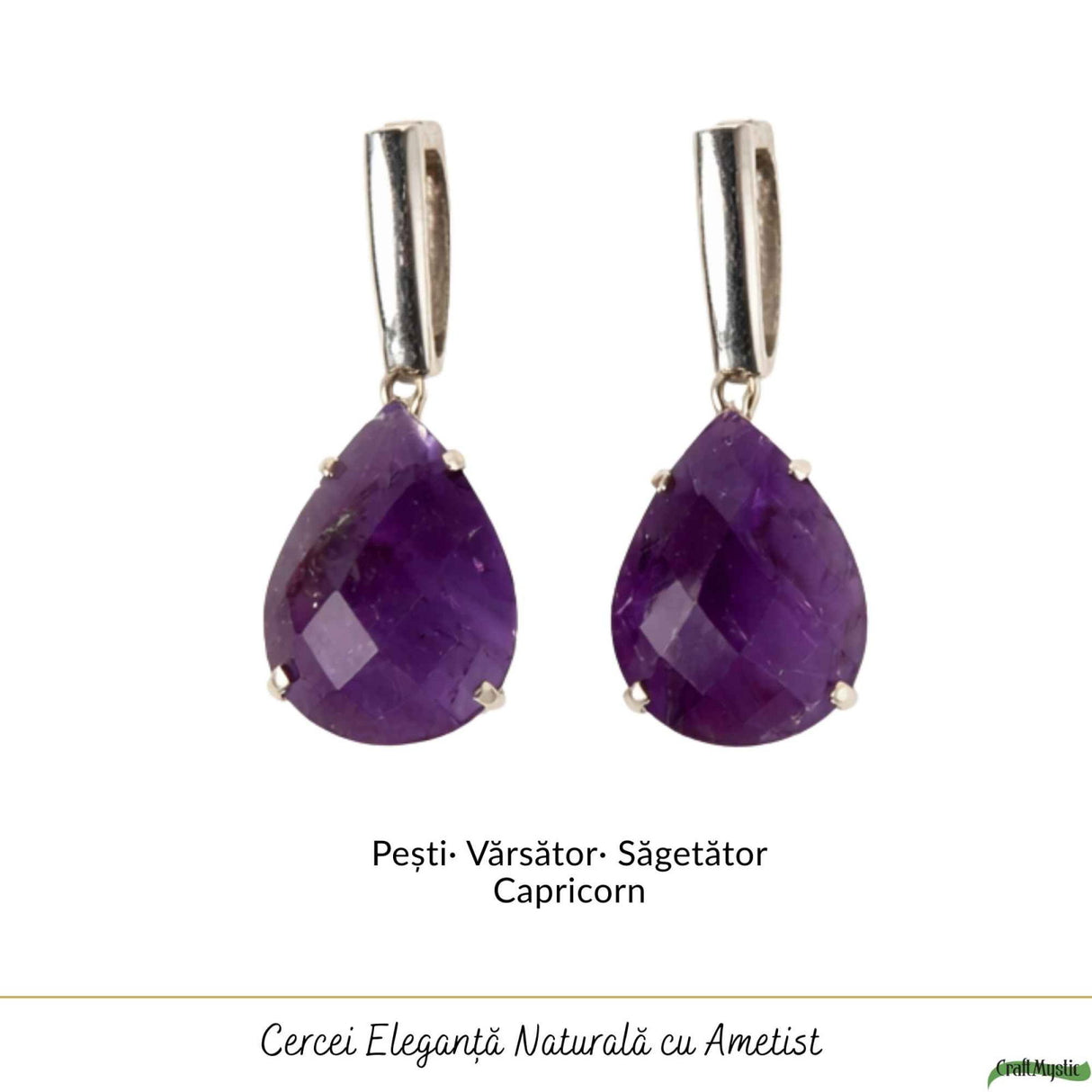 Cercei Argint 925 Lacrima cu Ametist Fatetat – Eleganta, Claritate si Liniste Interioara