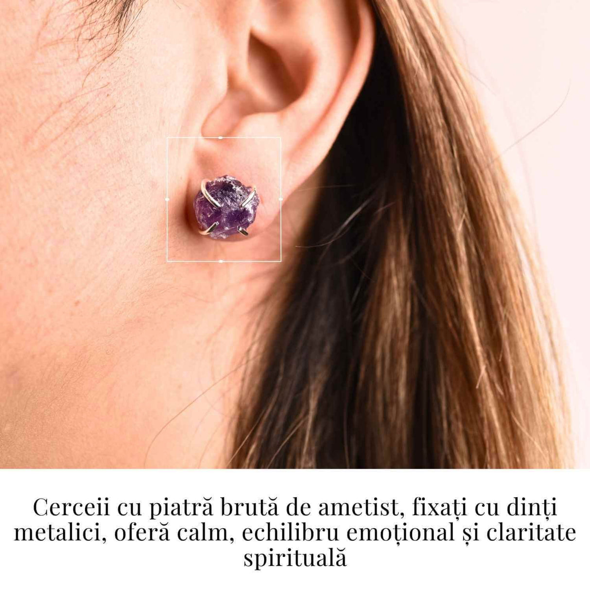 Cercei cu Ametist Brut inchidere pe tija cu opritor - Energie Pozitiva si Echilibru Interior