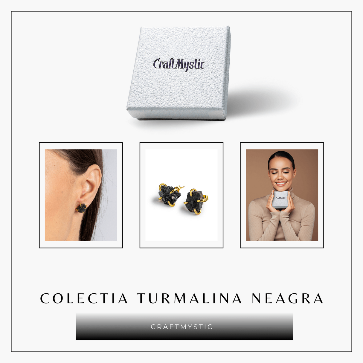 Protectie si Eleganta - Cercei cu Turmalina Neagra si Accente Aurii
