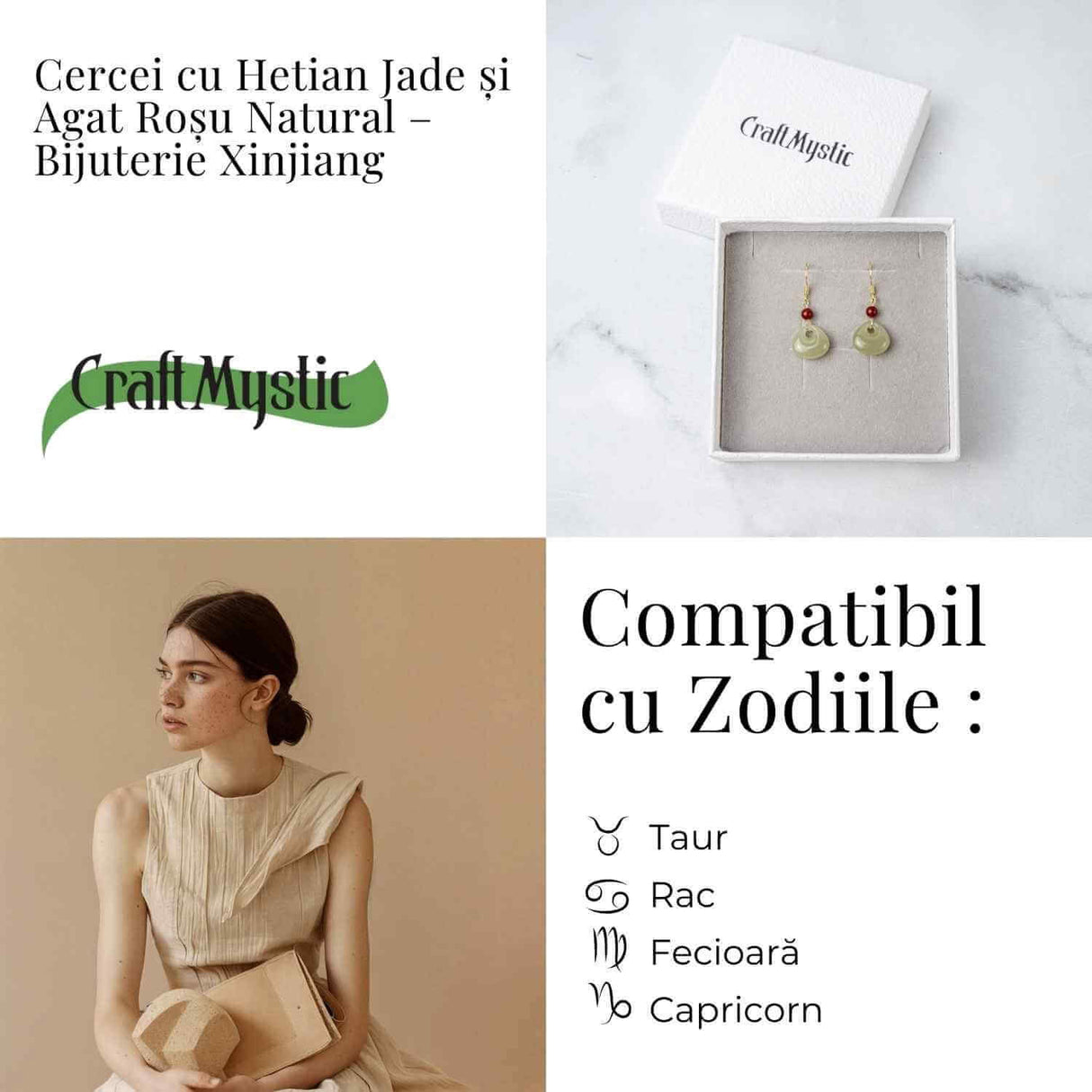 Cercei cu Hetian Jade si Agat Rosu Natural - Echilibru si Protectie Spirituala