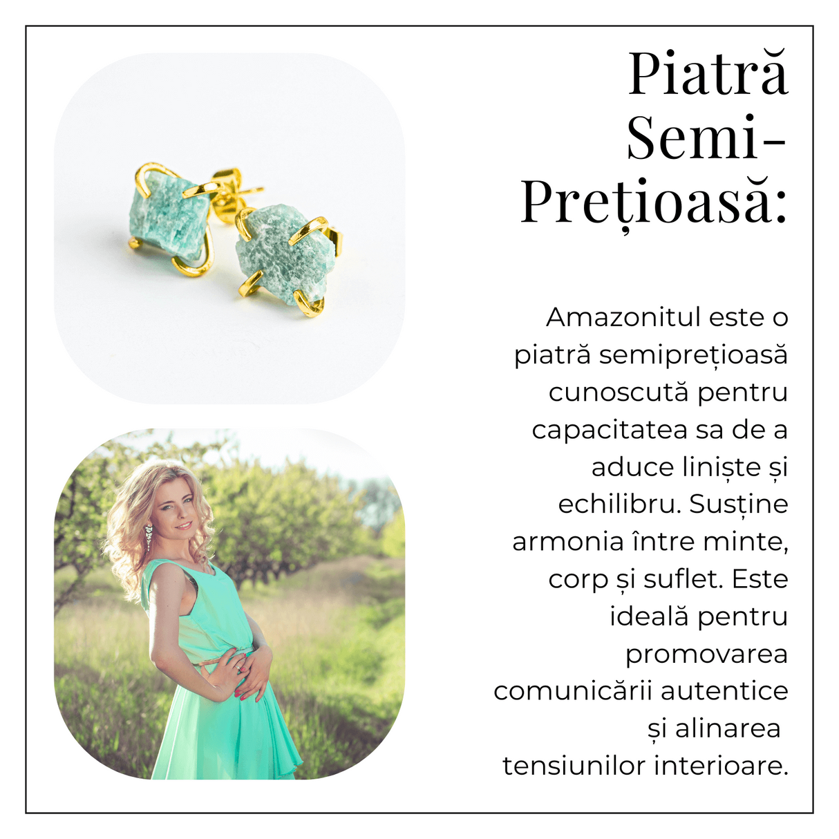 Liniste si Armonie - Cercei cu Amazonit si Finisaj Auriu