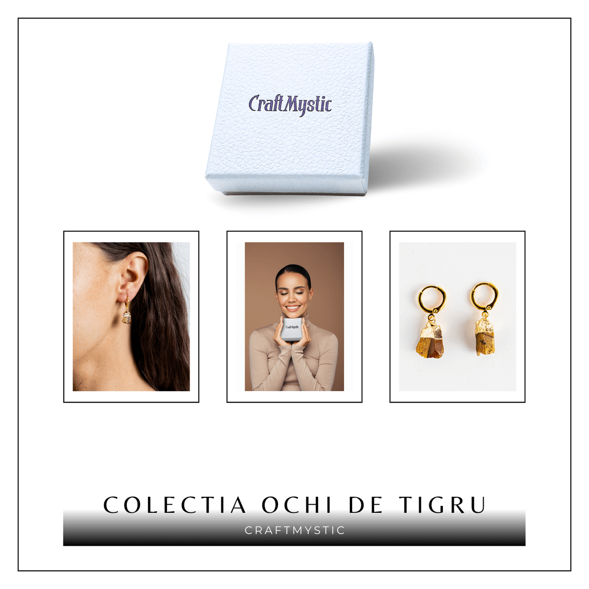 Cercei Aurii cu Ochi de Tigru Brut Natural - Putere si Protectie