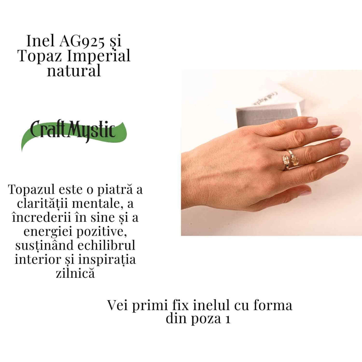 Inel dublu din Topaz Imperial natural si Argint 925 - Echilibru in doua lumini