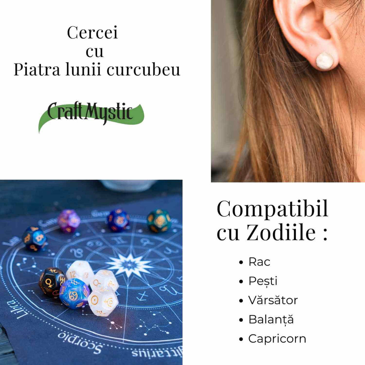 Cercei cu Piatra Lunii Curcubeu - Echilibru si Inspiratie
