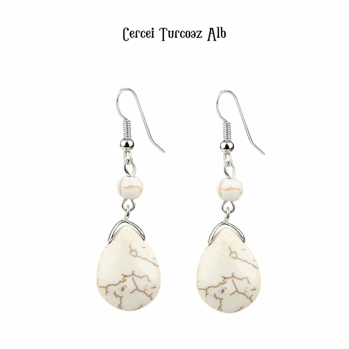 Cercei din Turcoaz cu Textura de Temperament Cercei Lungi Bridal in Culoarea Alba