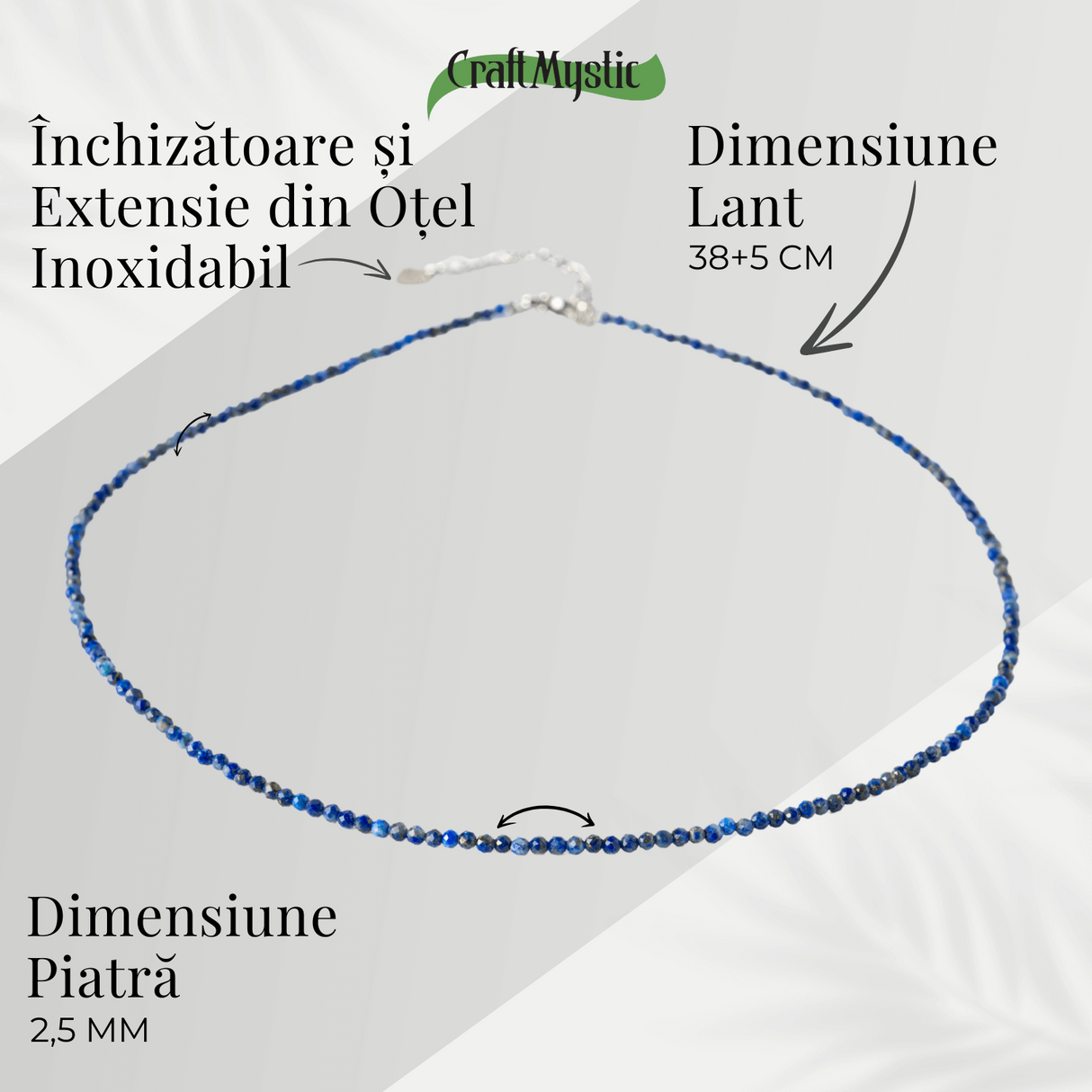 Intelepciune si Creativitate - Choker din Otel Inoxidabil cu Lapis Lazuli Natural Fatetat