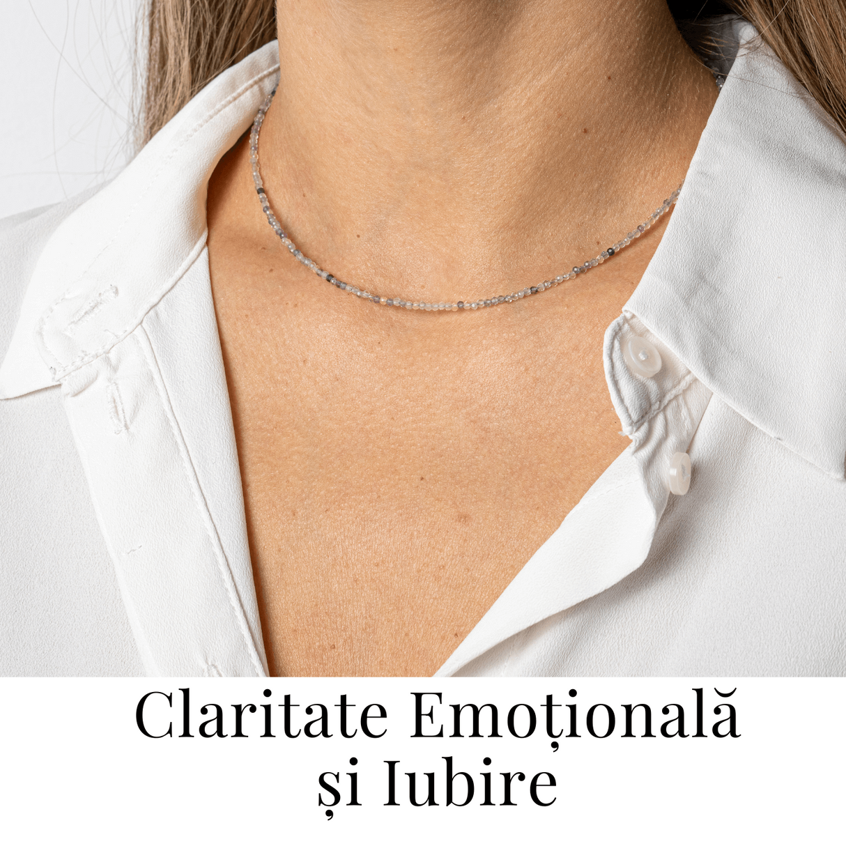 Echilibru si Claritate - Choker din Otel Inoxidabil cu Fluorit Multicolor Natural Fatetat 2.5MM