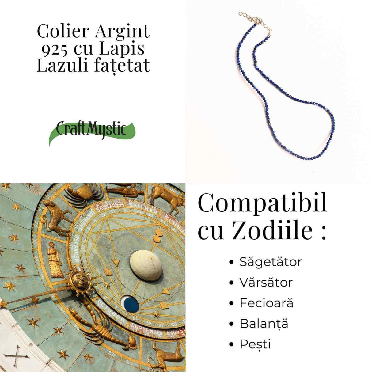 Claritate si Adevar Interior - Colier din Argint 925 cu Lapis Lazuli Fatetat