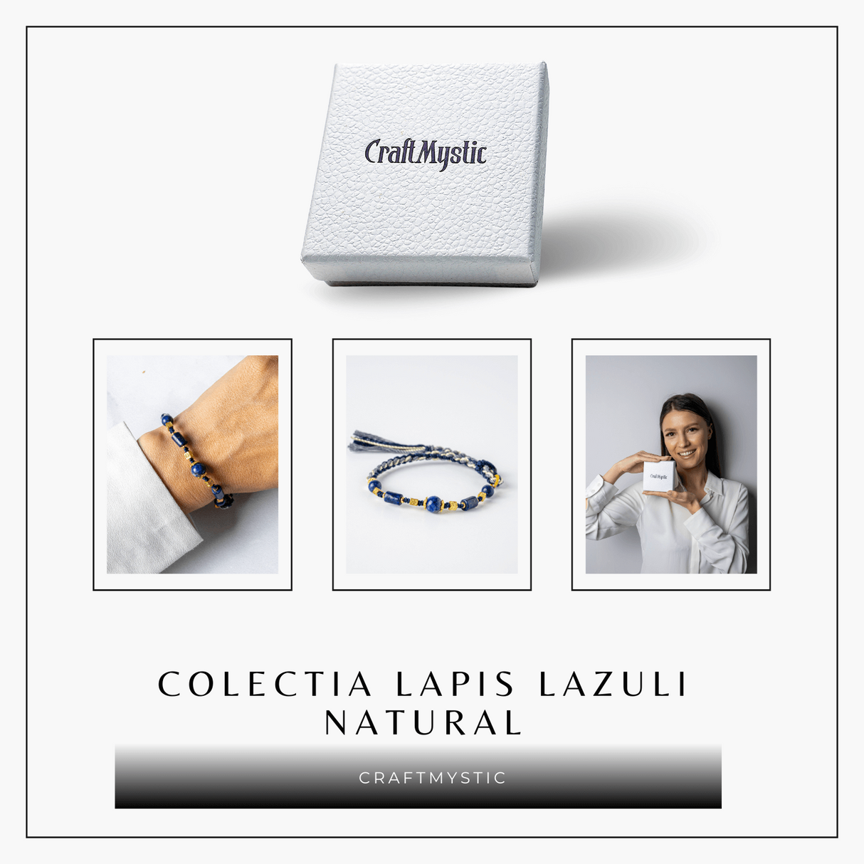 Protectie si Claritate - Bratara Impletita din Lapis Lazuli Natural, Lucrata Manual