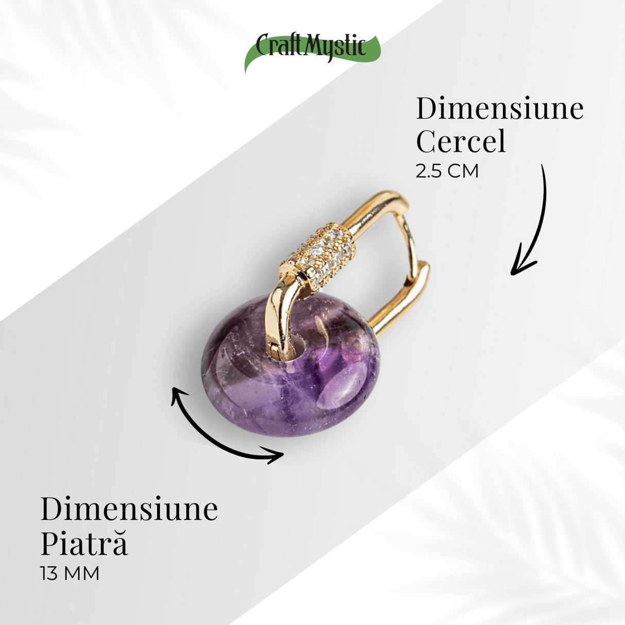 Bijuterie de Liniste - Cercei cu Ametist si design Pi