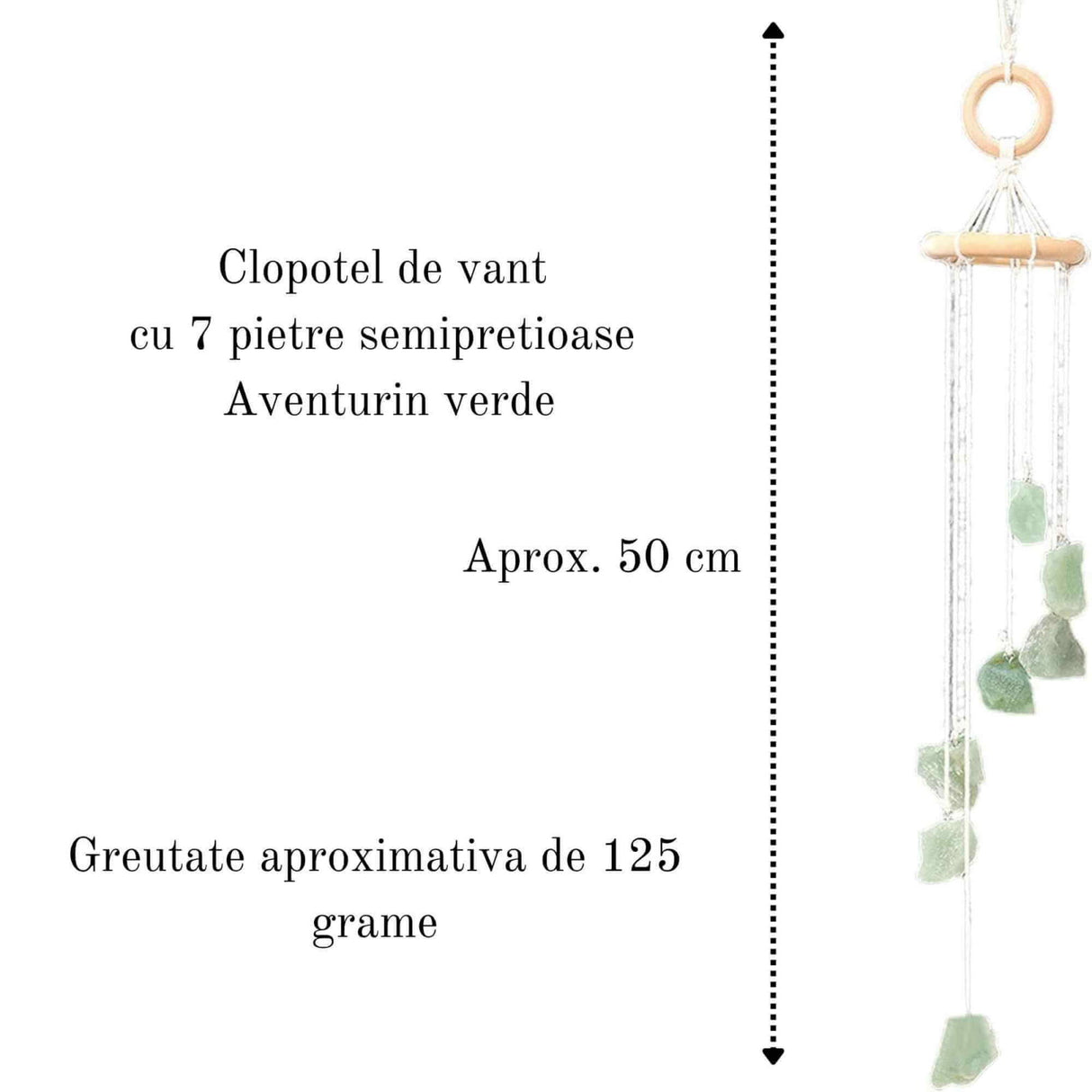 Clopotel de Vant cu Pietre Semipretioase de Aventurin Verde - Prosperitate, Armonie si Frumusete in Decorul Tau