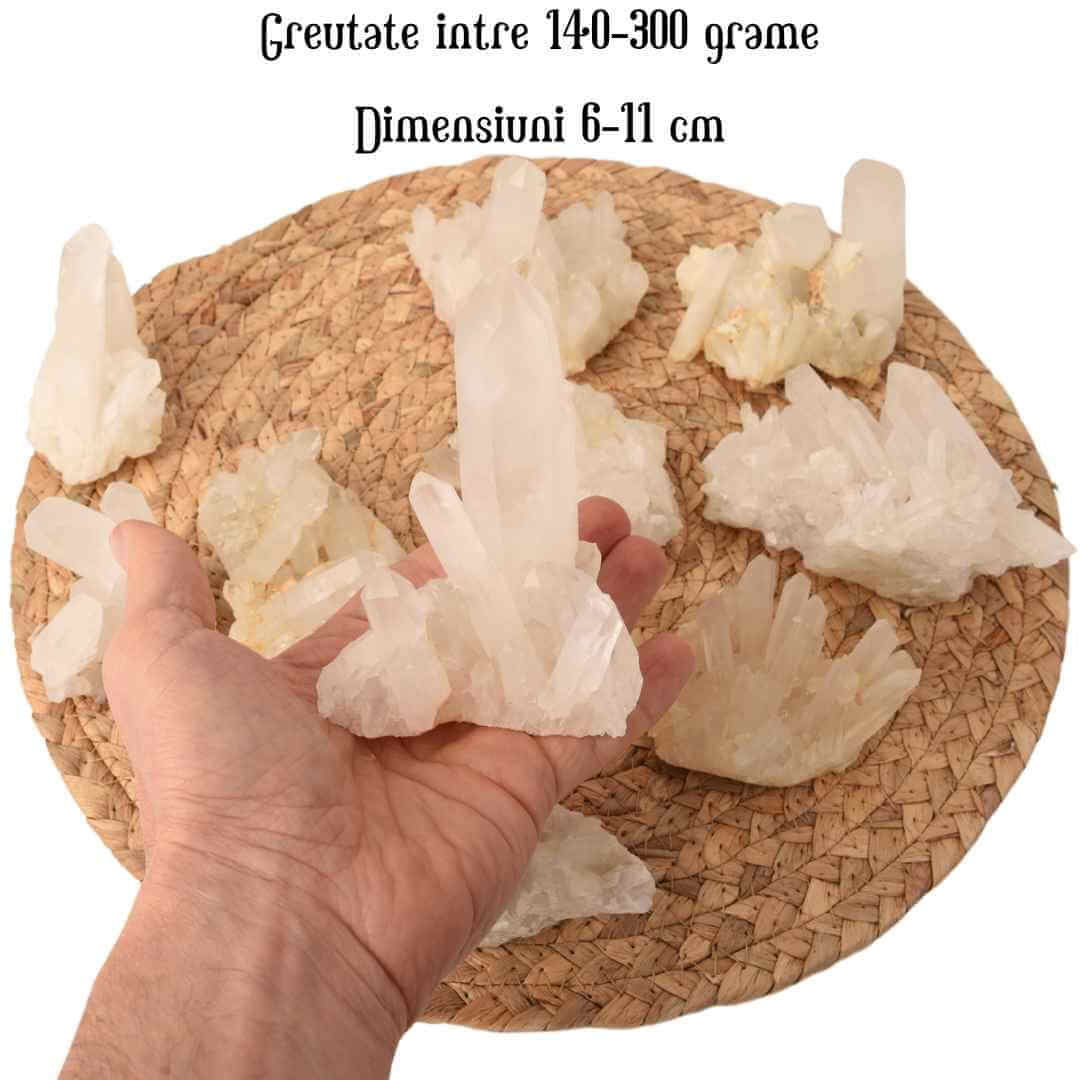 Cluster cristale de stanca transparent natural montat uniform Piatra semipretioasa pentru decoratiuni si vindecare energetica